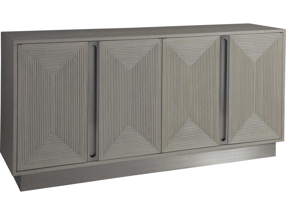 Home Gradient Media Console Buffet in White Grey Oak