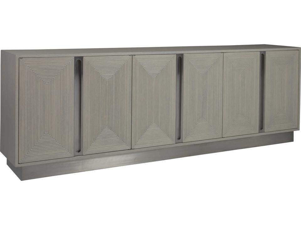 Home Gradient Long Media Console in Cerused White Grey