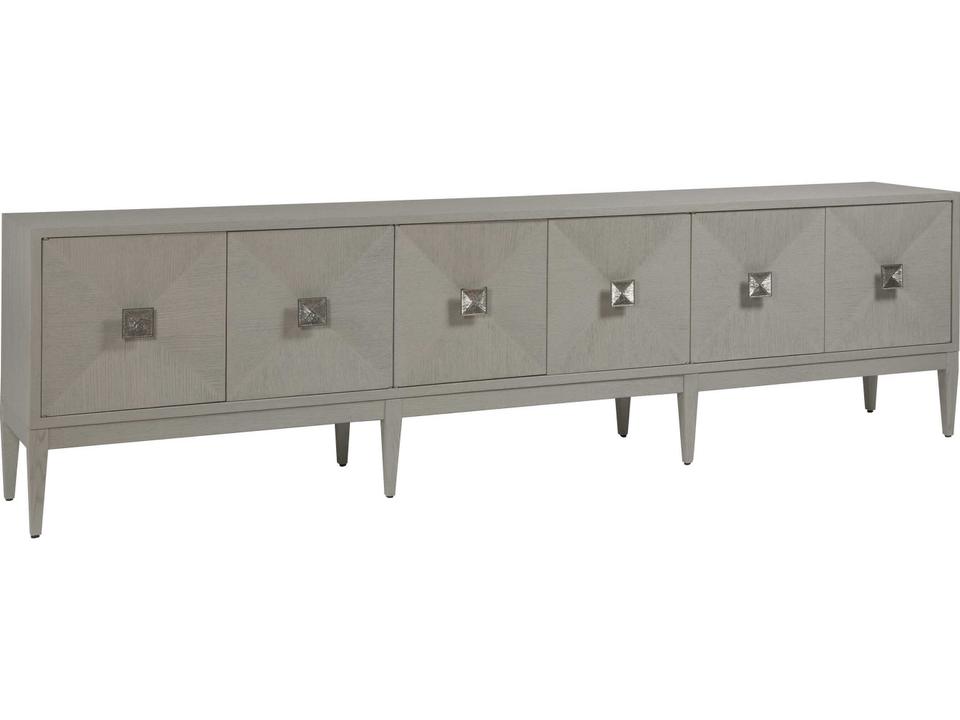Home Logan Convertible Long Media Console Buffet in Antiqued White