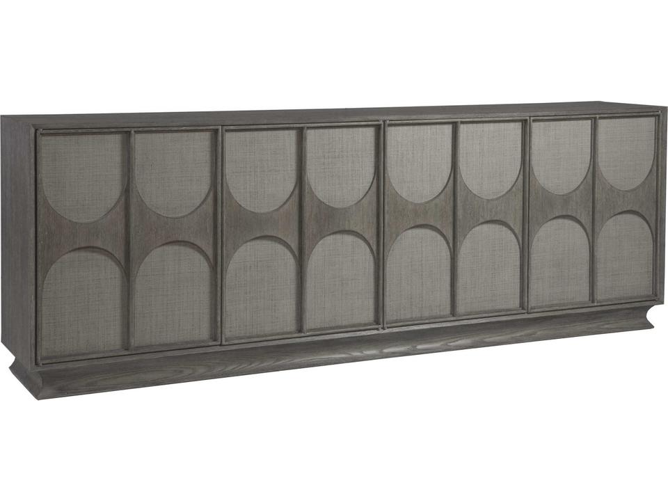 Home Monstuart Long Media Console Buffet in Warm Grey Wire Brushed Oak
