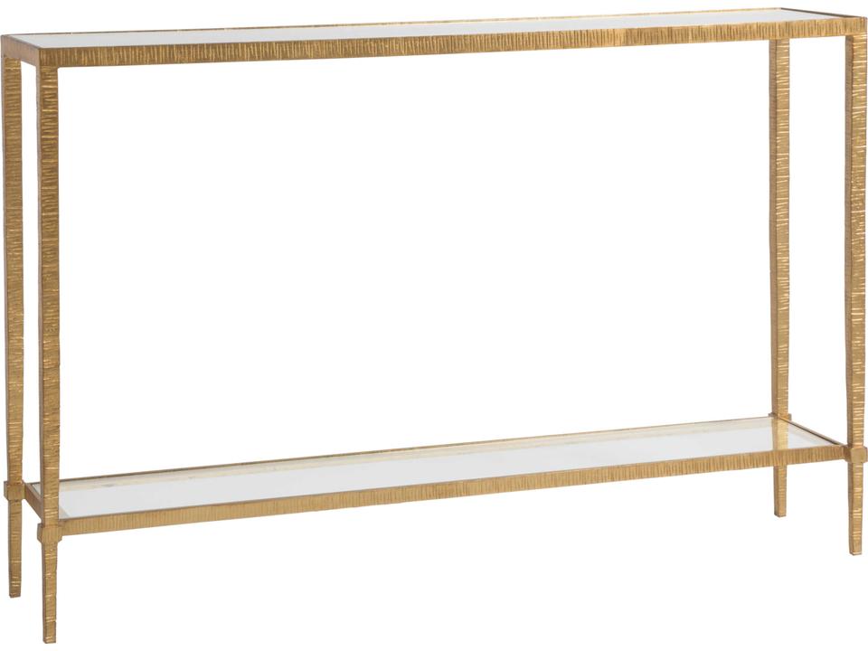 Home Claret Gold Leaf Metal Console Table with Glass Top