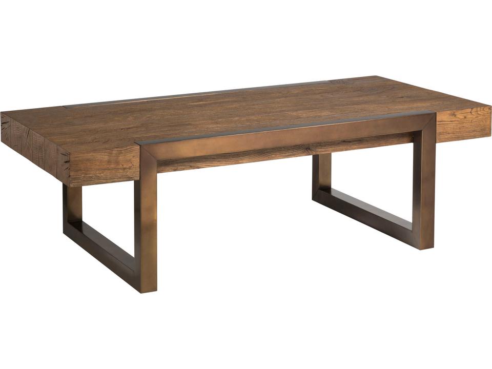 Home Canto Rectangular Coffee Table Honey Oak and Bronze Metal