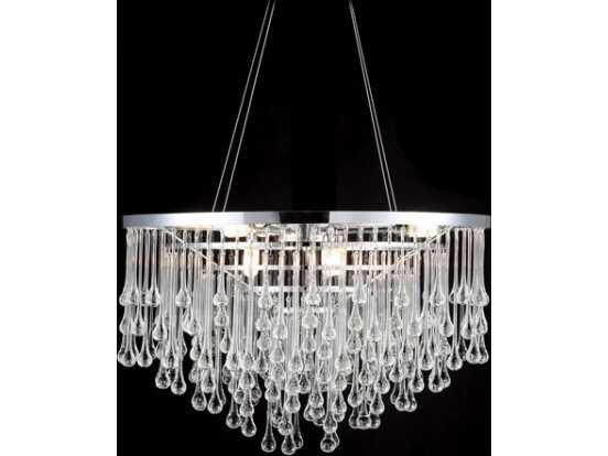 Hollywood Blvd Chandelier Polished Nickel 6 Light Spiraling Teardrop