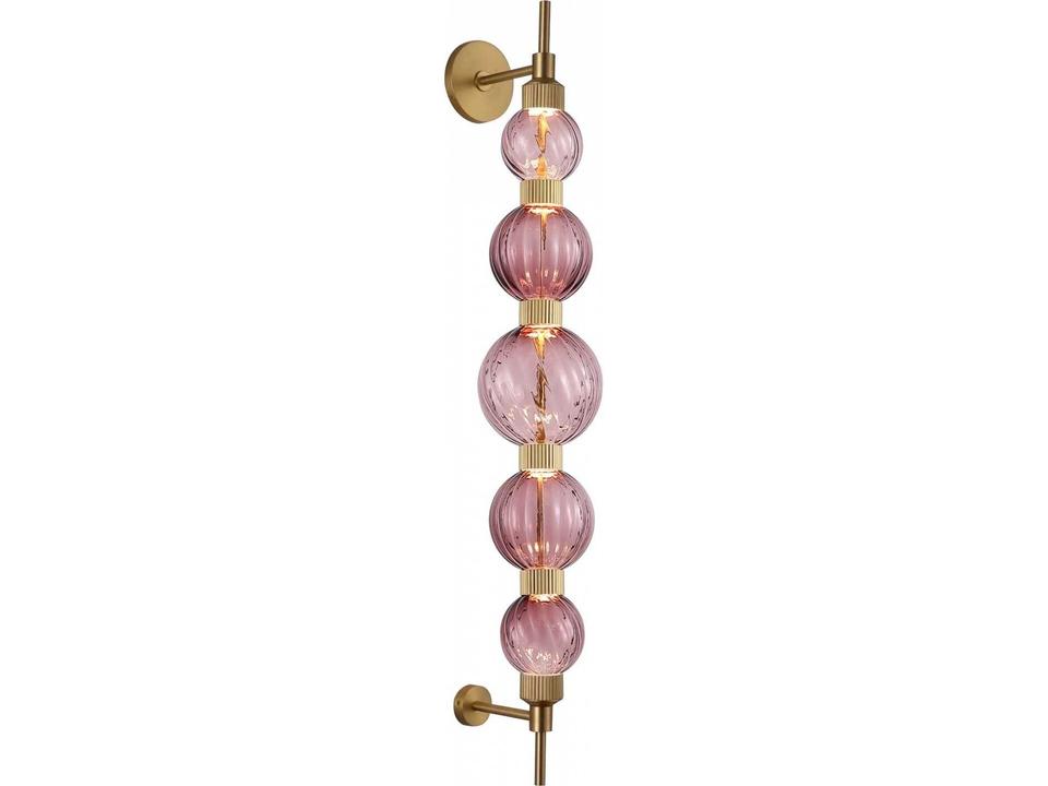 Zayna Collection Wall Sconce in Aged Brass with Purple Glass