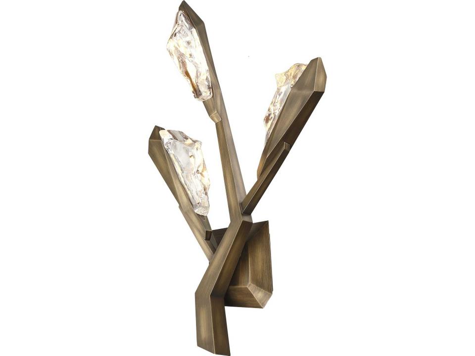 Geneva 3-Light LED Wall Sconce in Rusted Gold with Clear Crystal