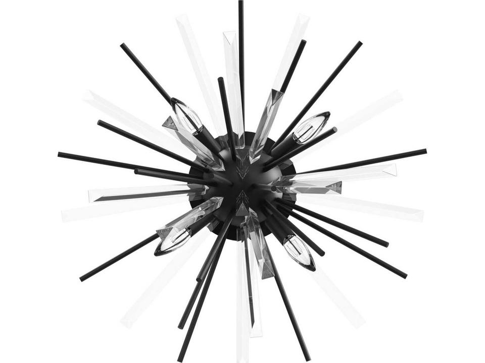 Palisades Ave 4-Light Flush Mount Ceiling Light in Black with Glass and Metal Spokes