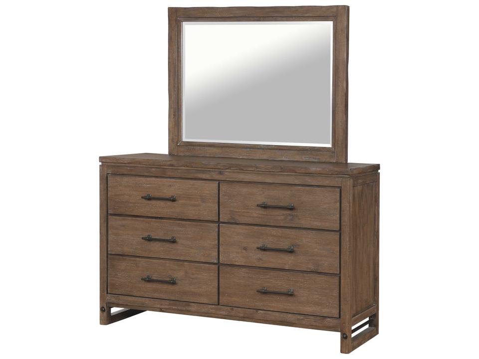 Round Rock 6-Drawer Double Dresser in Brushed Medium Acacia