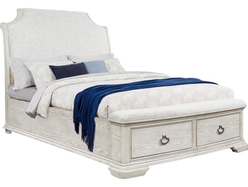B00567 Queen Upholstered Sleigh Storage Bed Dark White