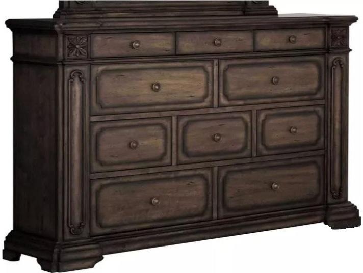 B00675-D Brown Birch Wood Double Dresser