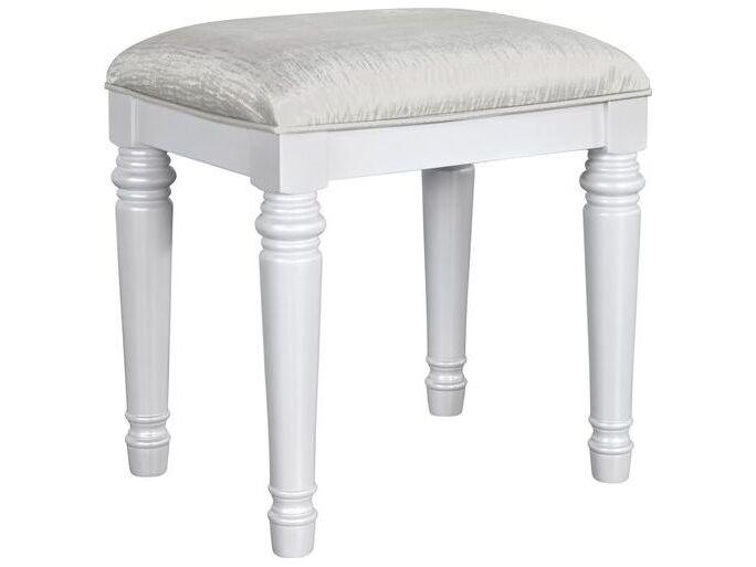 White Upholstered Accent Stool