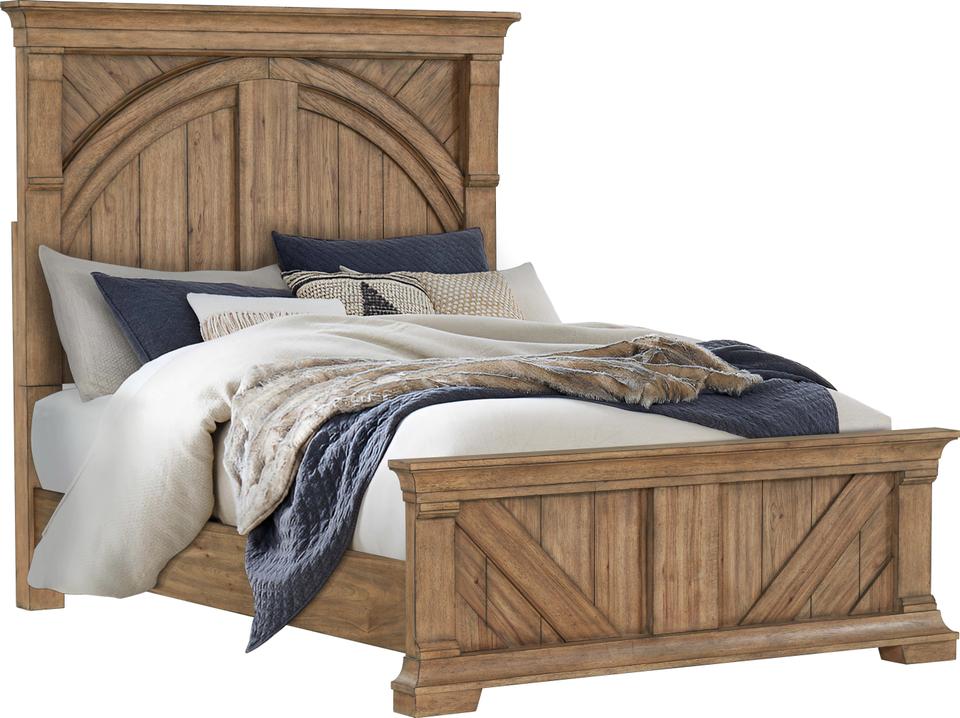 Old Hickory King Panel Bed in Brown Rubberwood