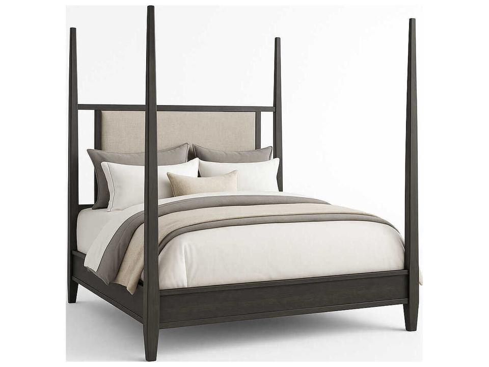 Charcoal Oak Wood King Four Poster Bed