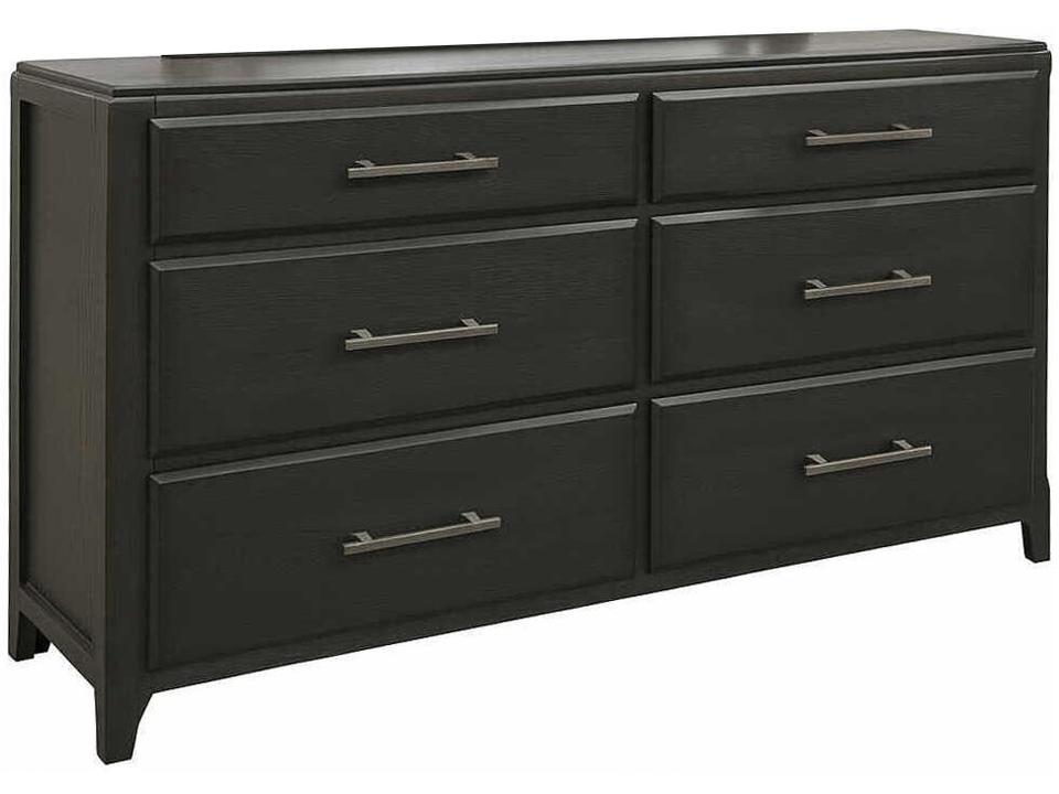 6-Drawer Double Dresser Charcoal Gray Oak