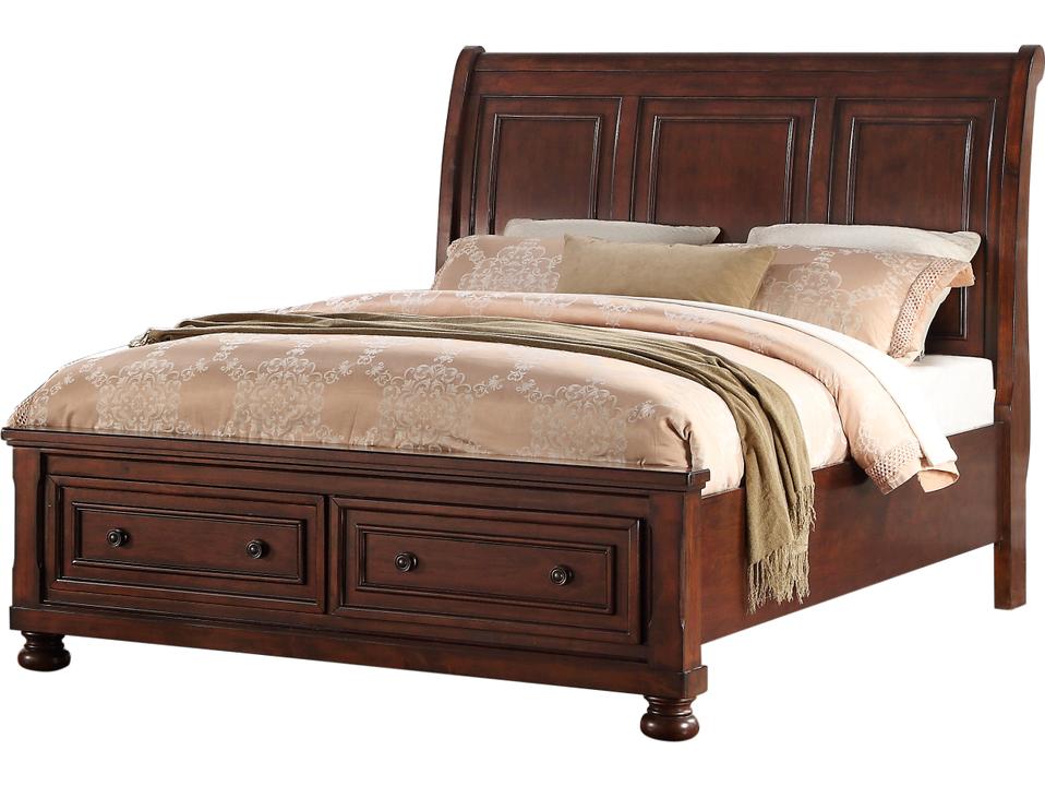 Sophia King Sleigh Storage Bed in Soft Brown Cherry