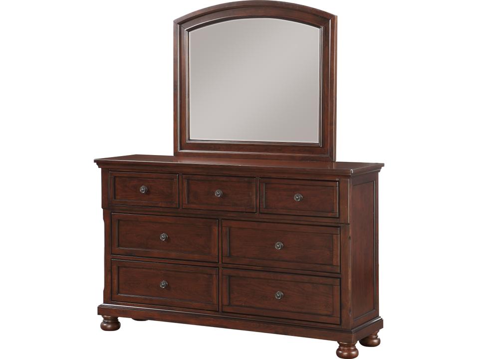 7-Drawers Rubberwood Double Dresser and Mirror Set