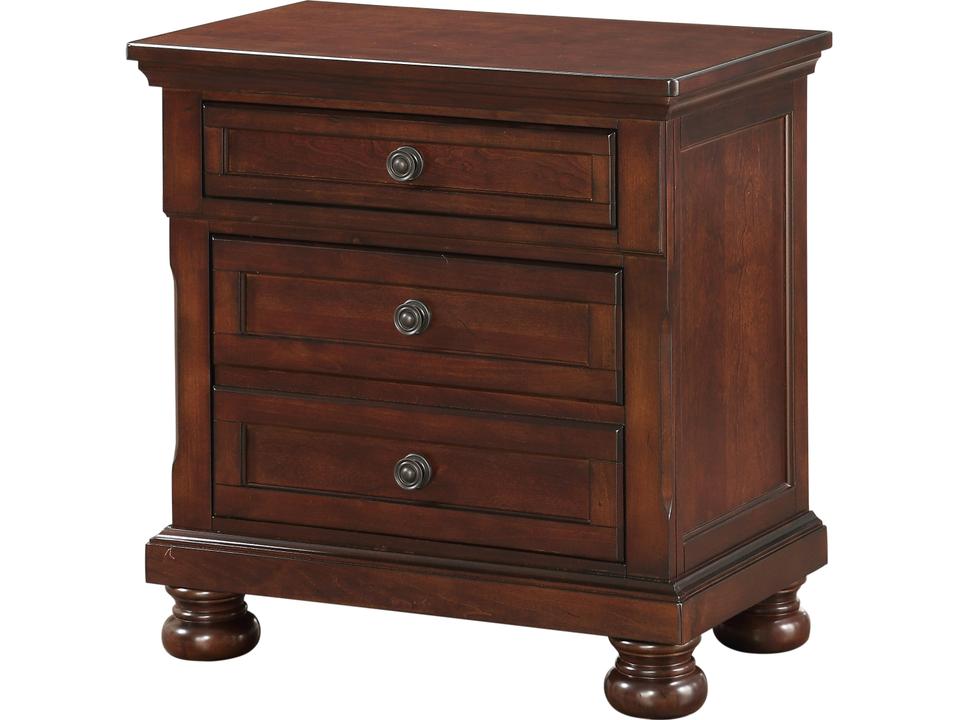 3-Drawers Pine Wood Nightstand