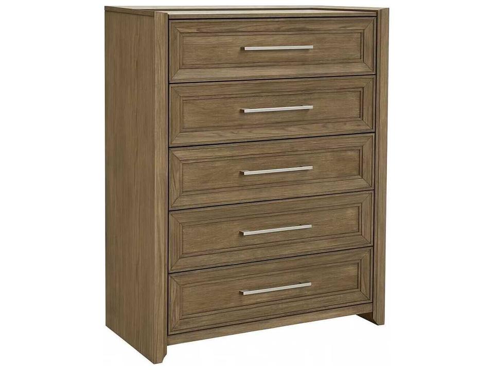 5-Drawers Brown Oak Wood Dresser