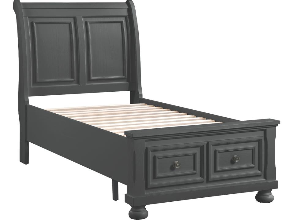 Soriah Twin Sleigh Storage Bed in Gray Pine Wood