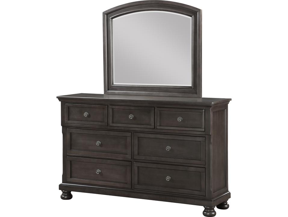 7-Drawers Rubberwood Double Dresser and Mirror Set
