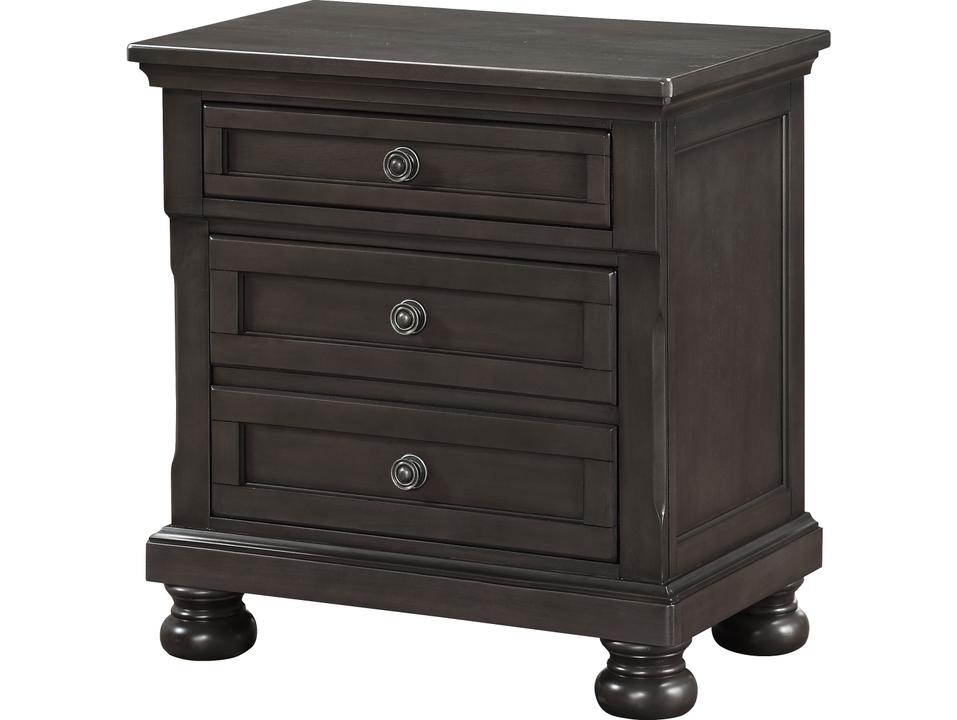 Stella 2-Drawer Nightstand with USB Charging in Gray Wood