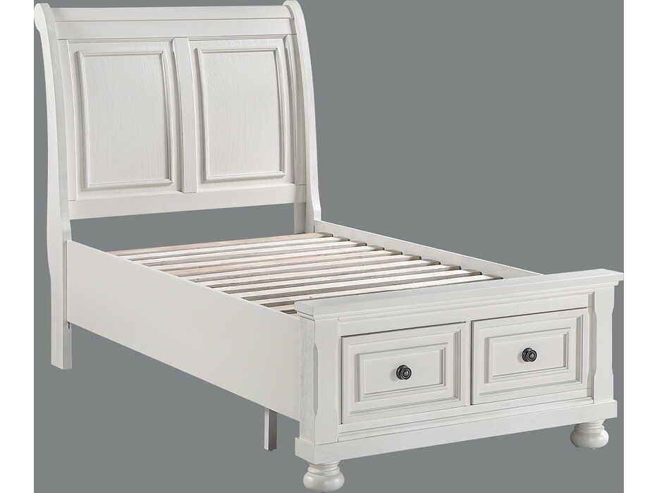 Stella Twin Sleigh Storage Bed in Oyster White