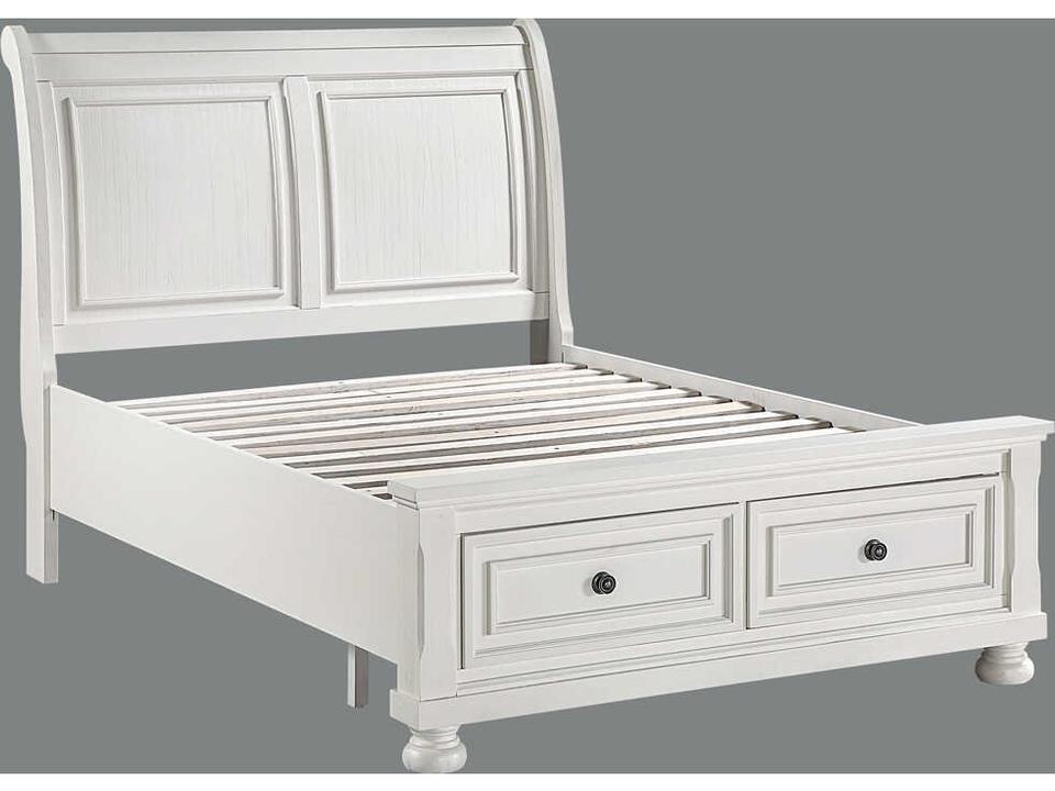 Stella Full Sleigh Storage Bed in Oyster White