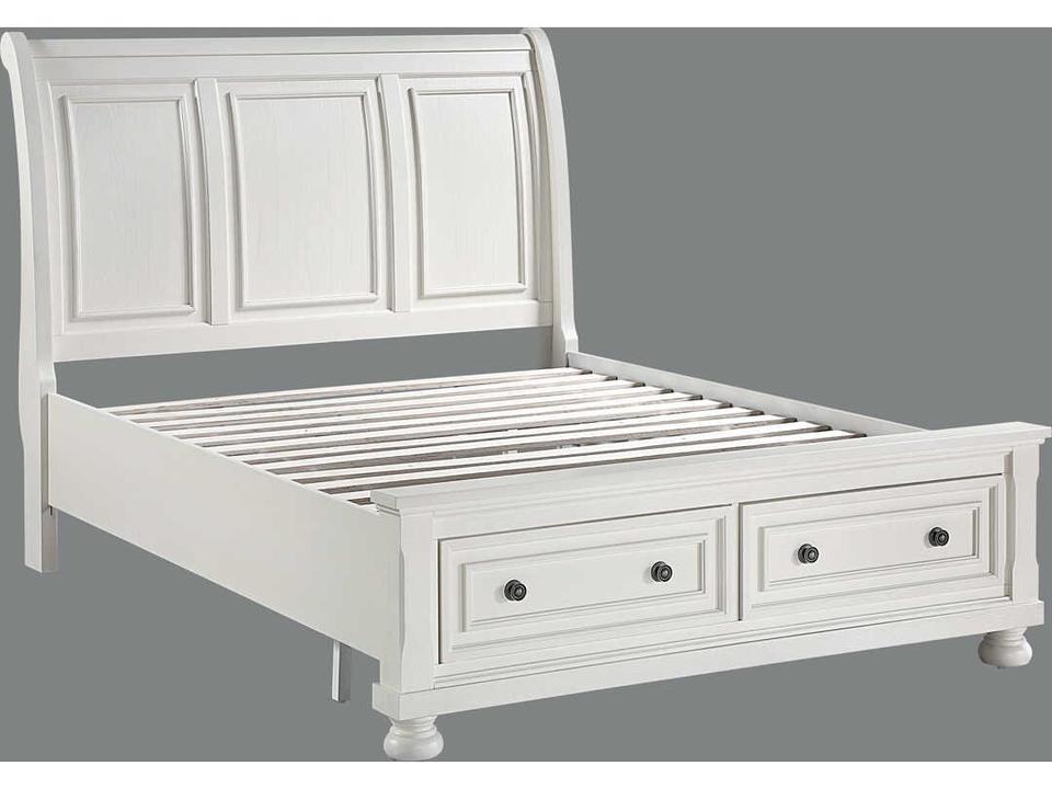 Stella Queen Sleigh Storage Bed in Weathered Soft White