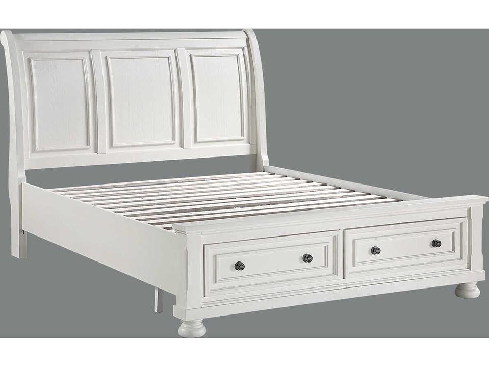 Avalon King Sleigh Storage Bed in Oyster White