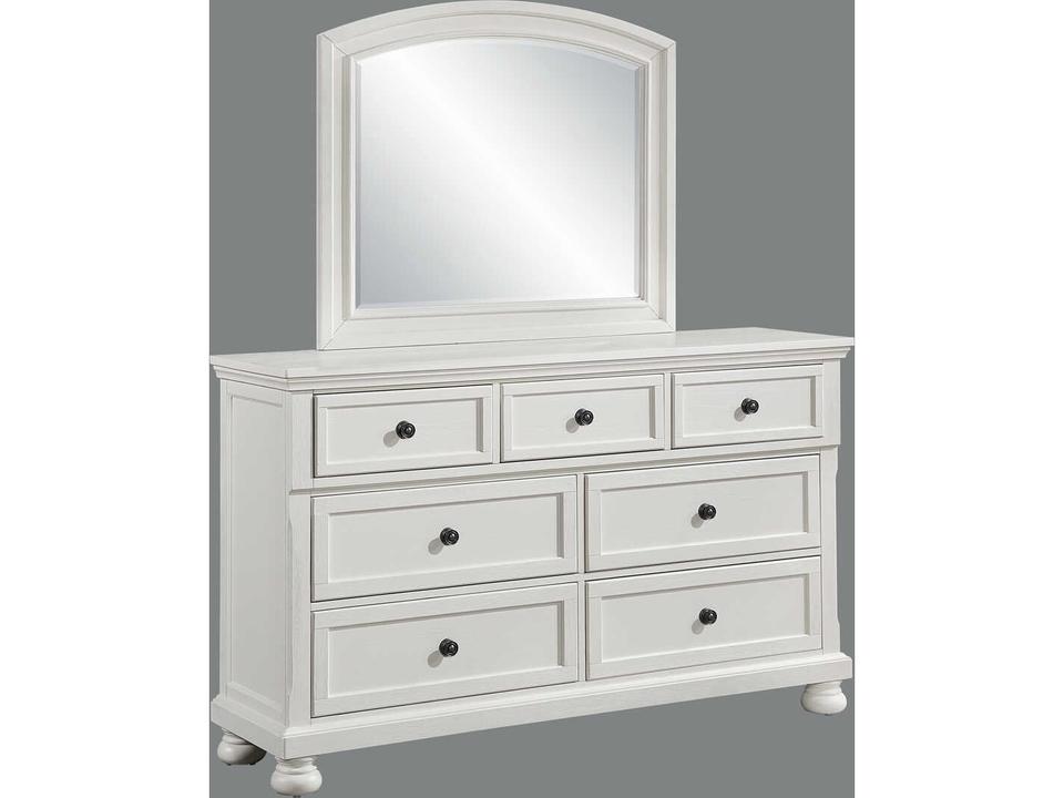 7-Drawers Rubberwood Double Dresser and Mirror Set