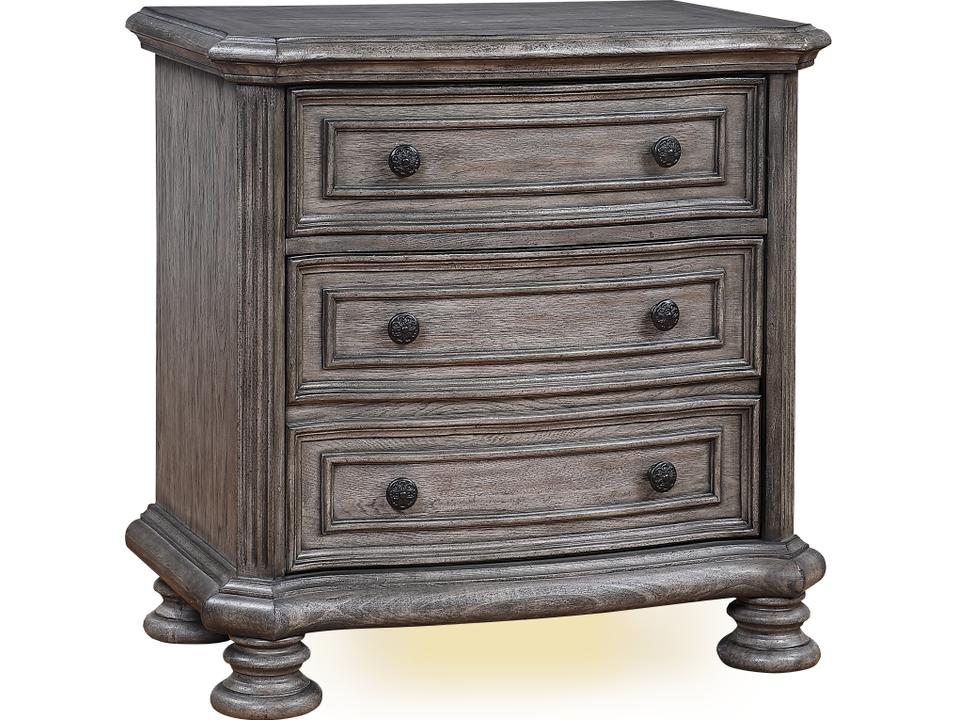 B01623 Collection 3 Drawer Nightstand in Sandblasted Gray