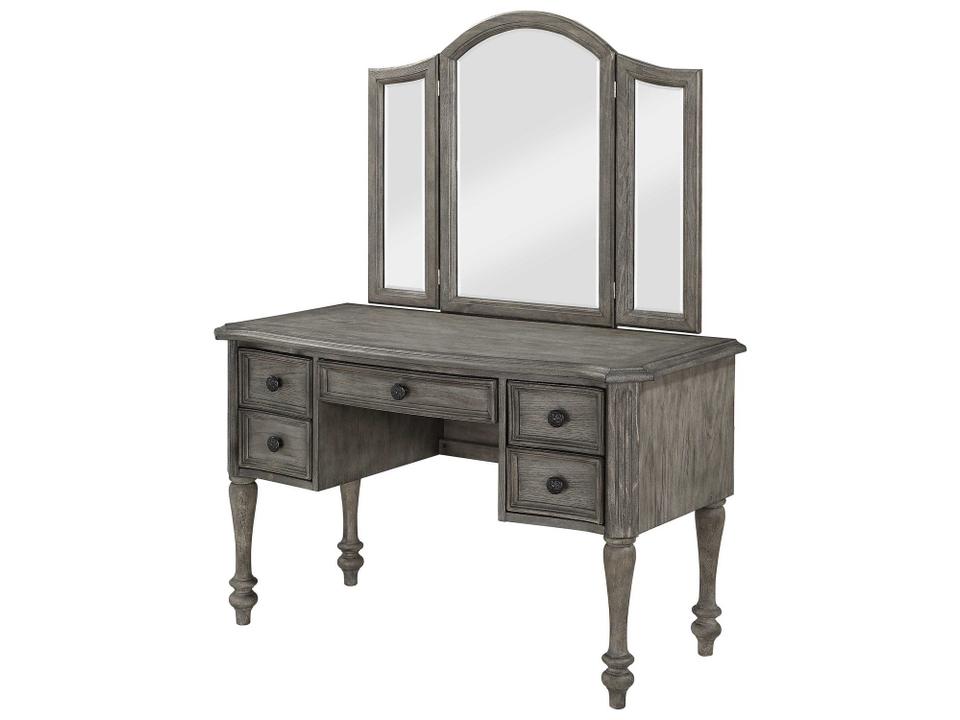 Rubberwood Vanity Table and Mirror Set