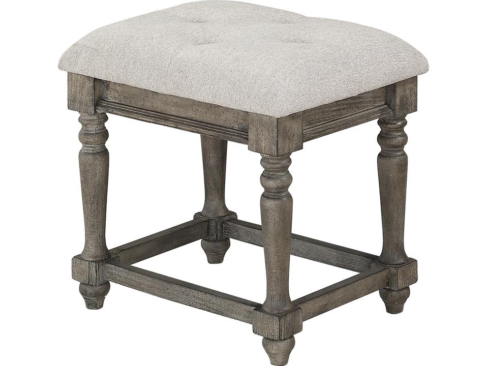 Grey Upholstered Accent Stool