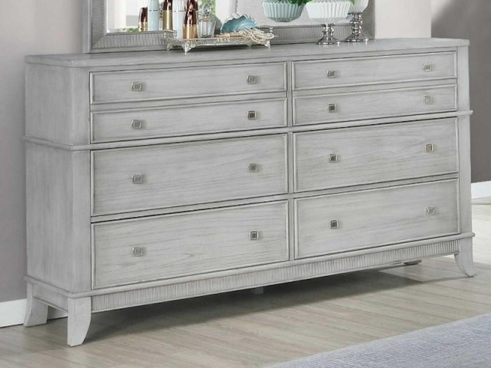 6-Drawers Gray Mindi Wood Double Dresser