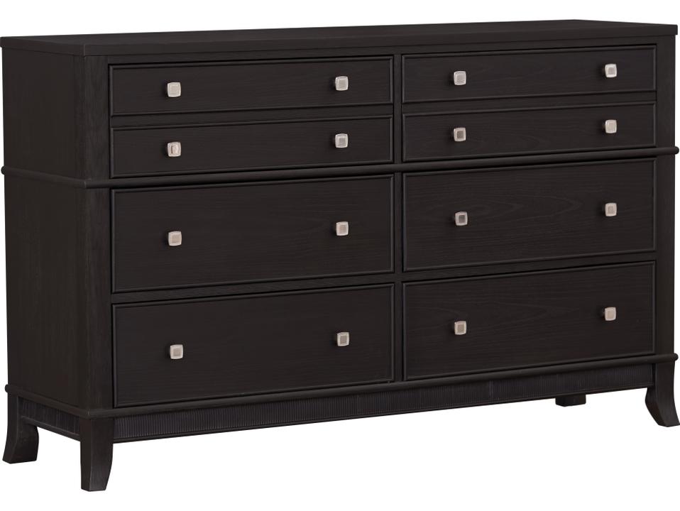 6-Drawer Mindi Wood Double Dresser in Brushed Brown