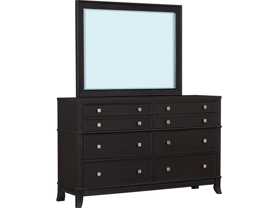 6-Drawers Poplar Wood Double Dresser and Mirror Set