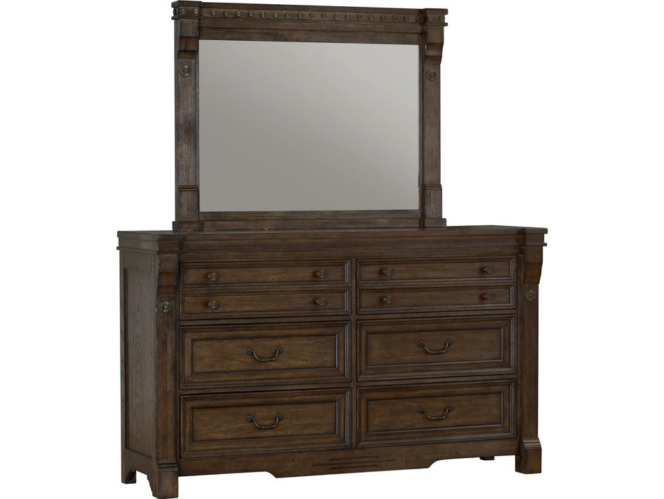 6-Drawers Rubberwood Double Dresser and Mirror Set
