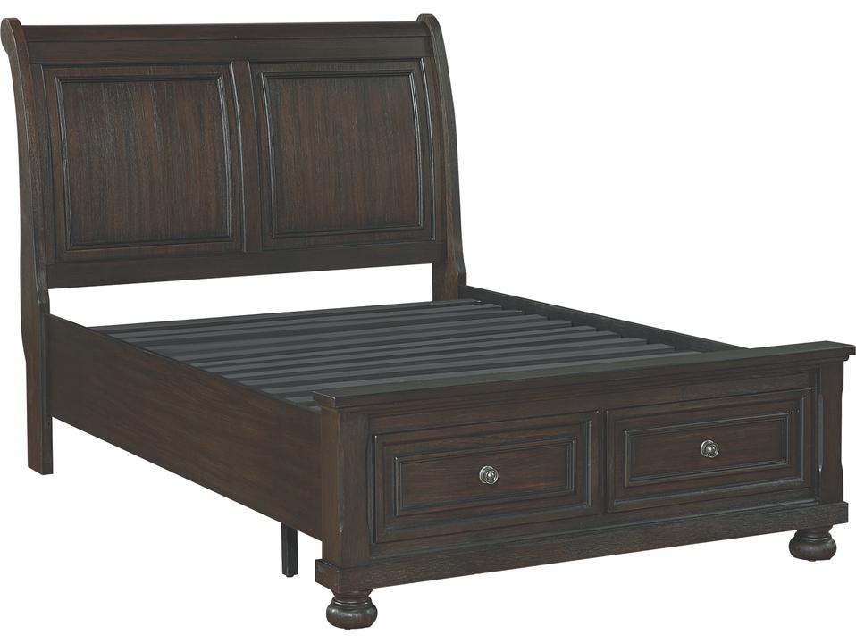 Laure Full Sleigh Storage Bed in Brushed Brown Acacia