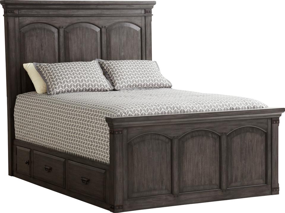 Aspen Village Queen Storage Bed in Brushed Antique Gray