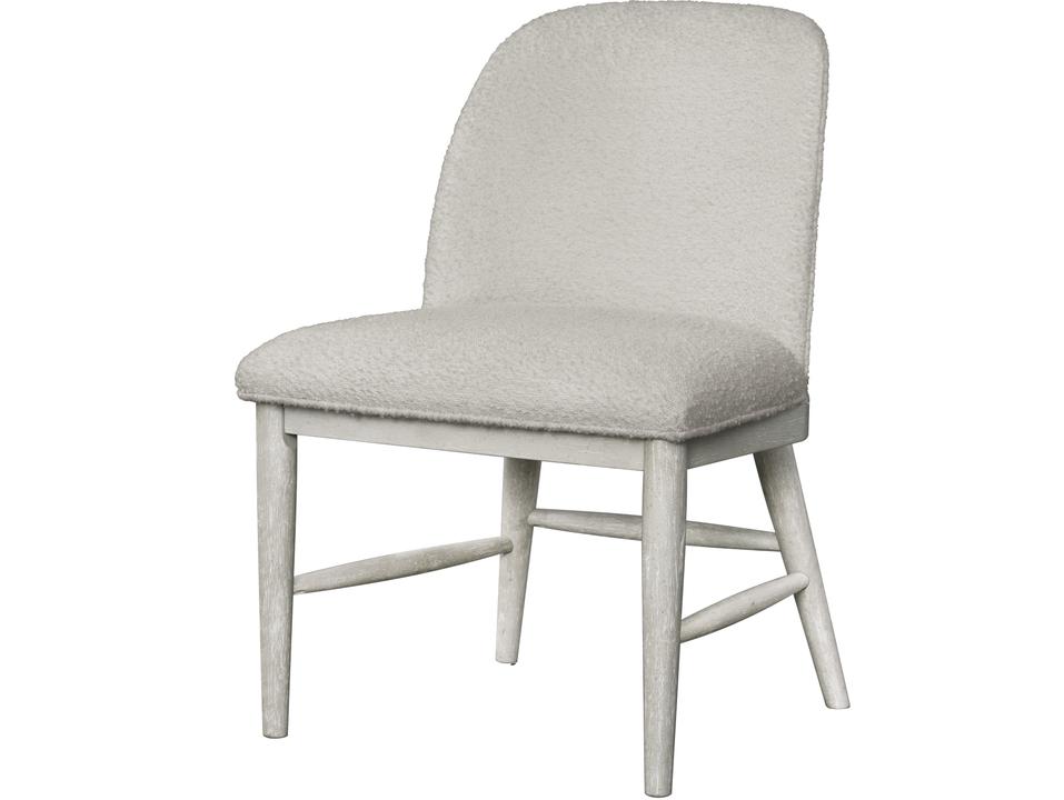 Rubberwood White Upholstered Armless Dining Chair
