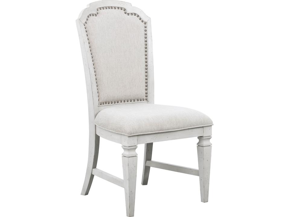 Rubberwood White Upholstered Armless Dining Chair