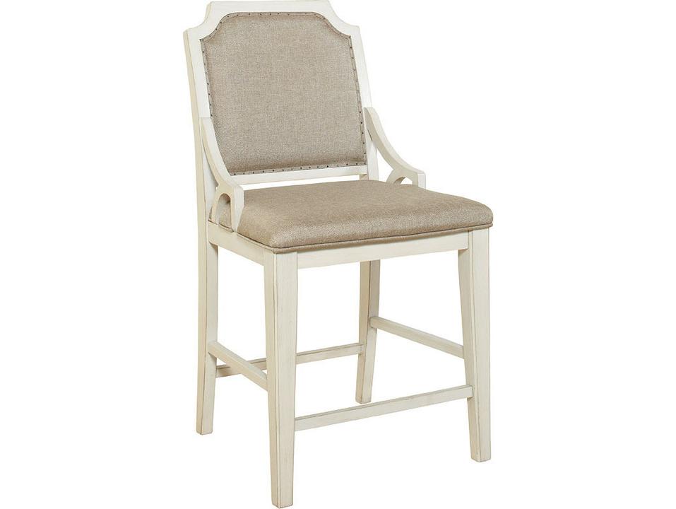 Weathered Brown Ocean White Upholstered Birch Wood Counter Stool
