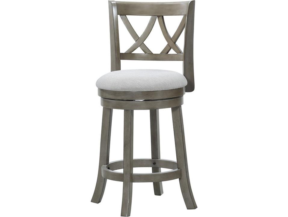 D01800 Antique Grey 24-Inch Swivel Counter Stool with Lattice Back