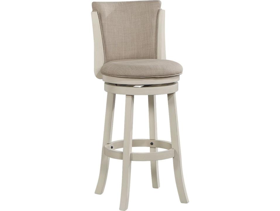Contempo Swivel Bar Stool in Antique White with Upholstered Back