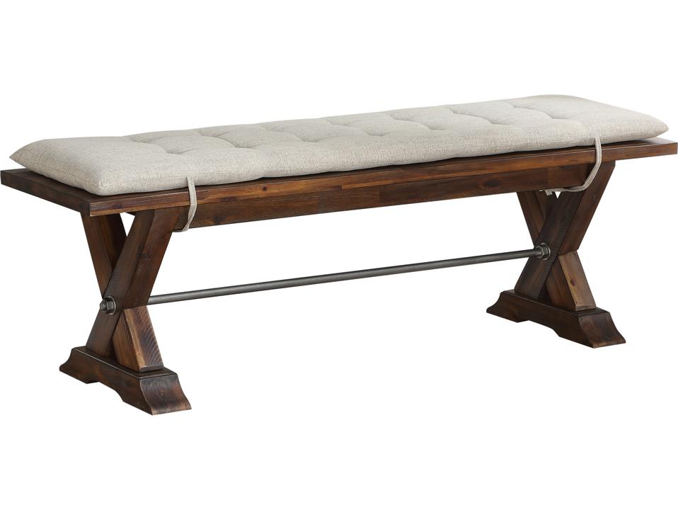 Fresno Upholstered Dining Bench in Rustic Medium Acacia