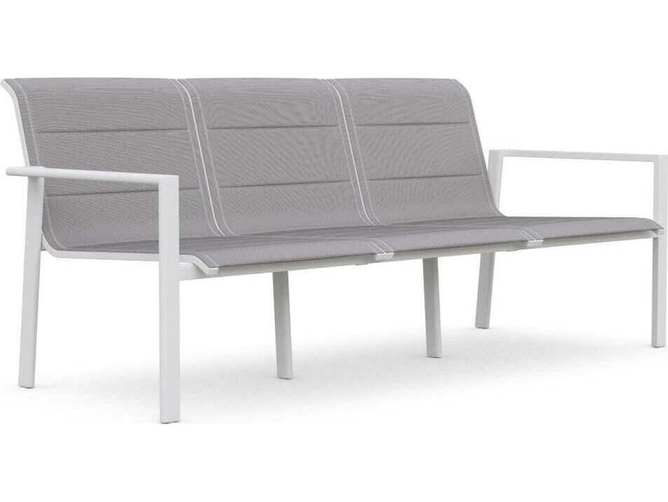 Amalfi Aluminum 3 Seat Sling Sofa in Matte White and Light Gray
