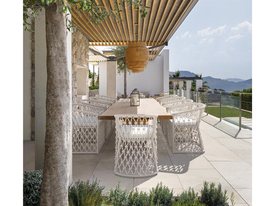 Amelia White Rope Outdoor Patio Dining Set