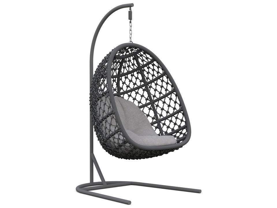 Amelia Ash All-Weather Rope Hanging Chair with Fog Cushion and Stand