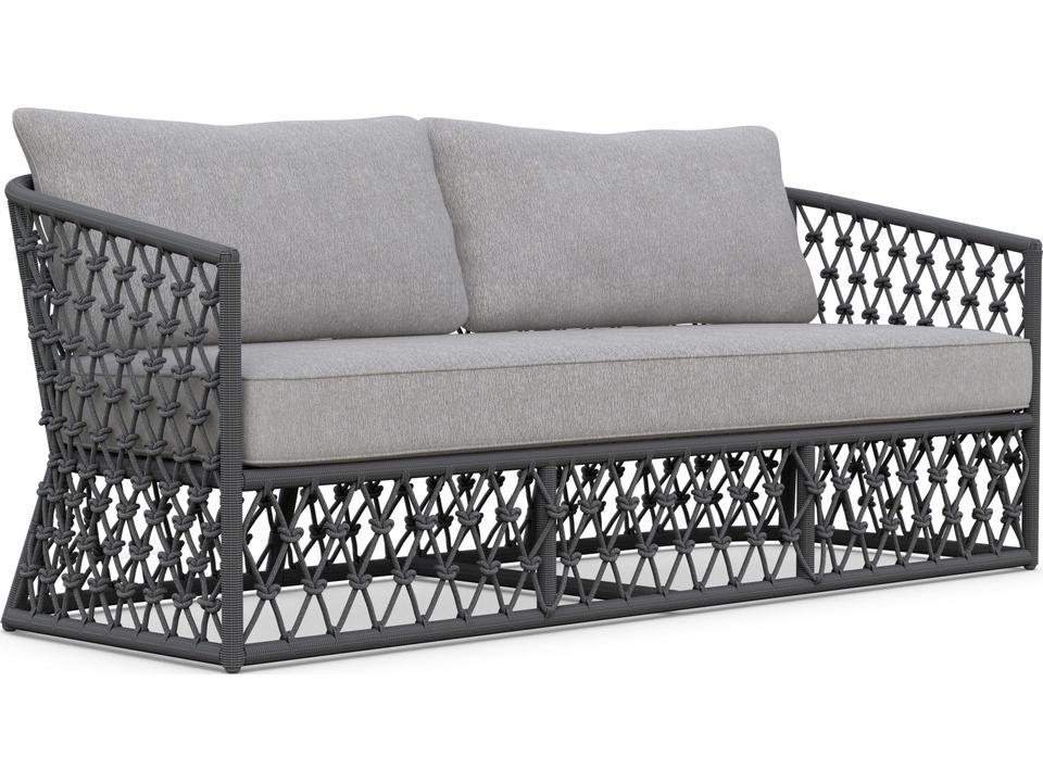 Amelia Ash All-Weather Rope Patio Sofa with Fog Cushion