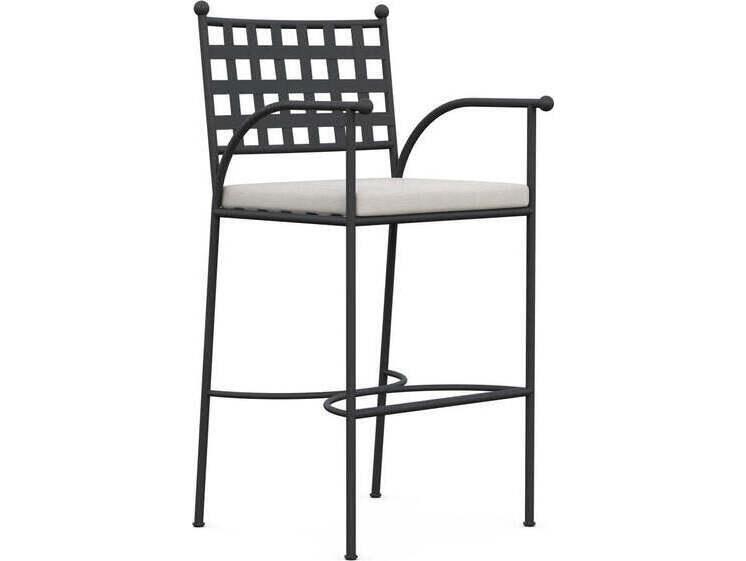 Athens Wrought Iron Bar Stool with Linen Cushion