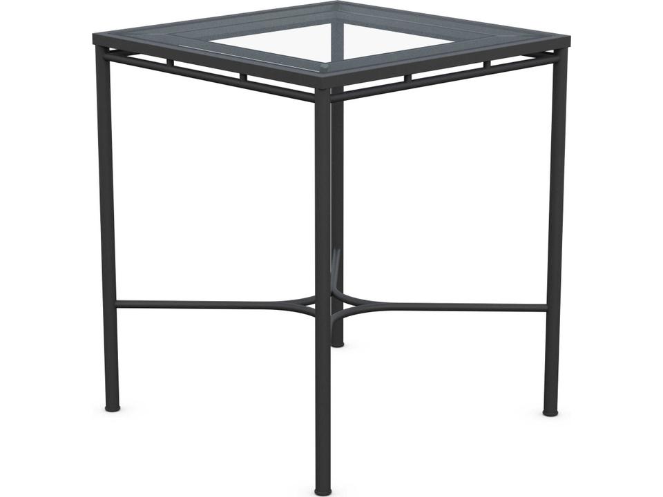 Athens Noir Wrought Iron Square Bar Table with Tempered Glass Top